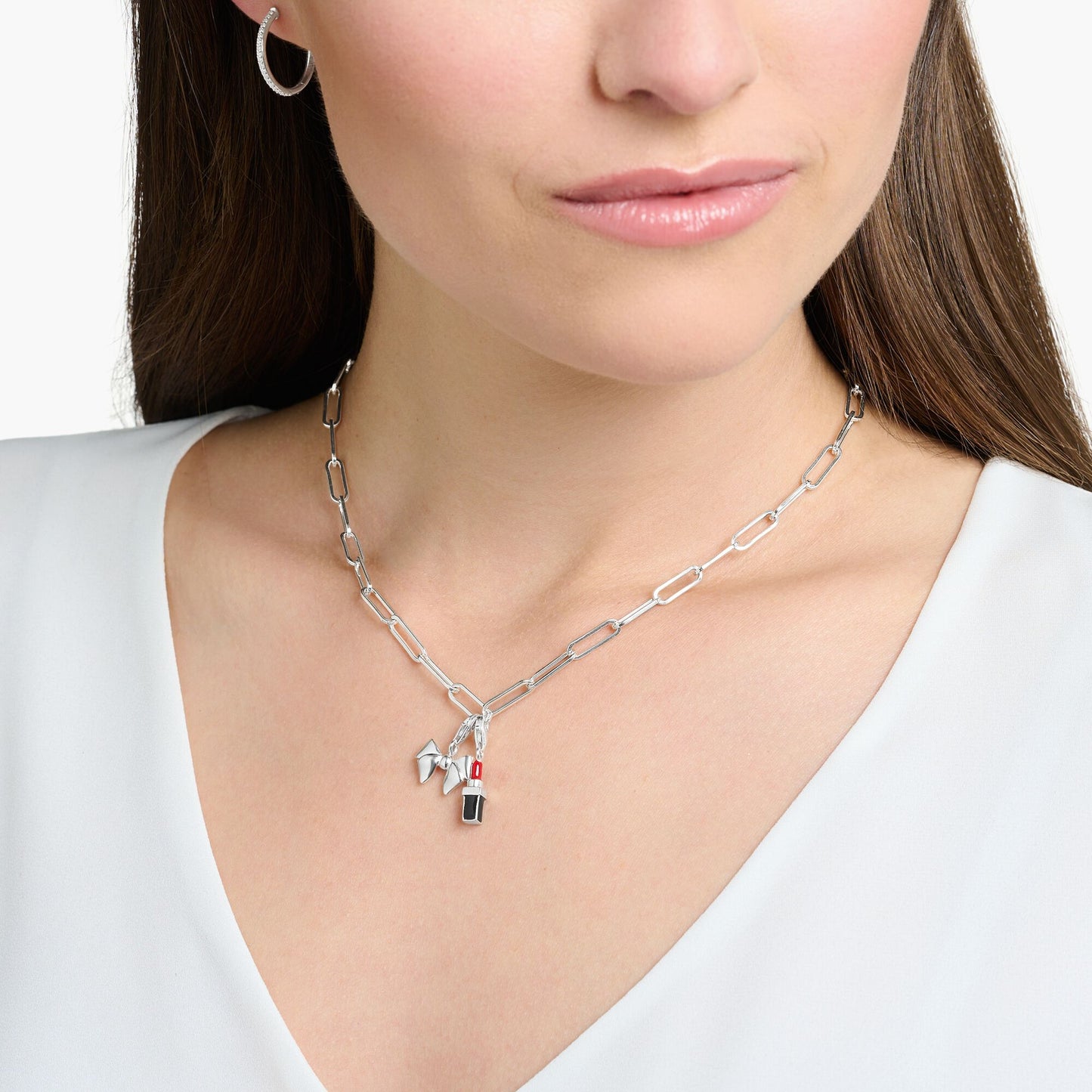 Charm pendant red lipstick silver 0298-007-10