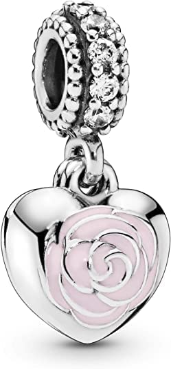 PANDORA Mother's Rose, Pink Enamel & Clear CZ Charm 791528EN40