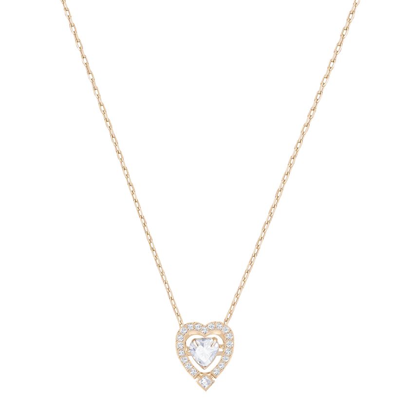 Sparkling Dance Heart Necklace White, Rose Gold Plated 5284188
