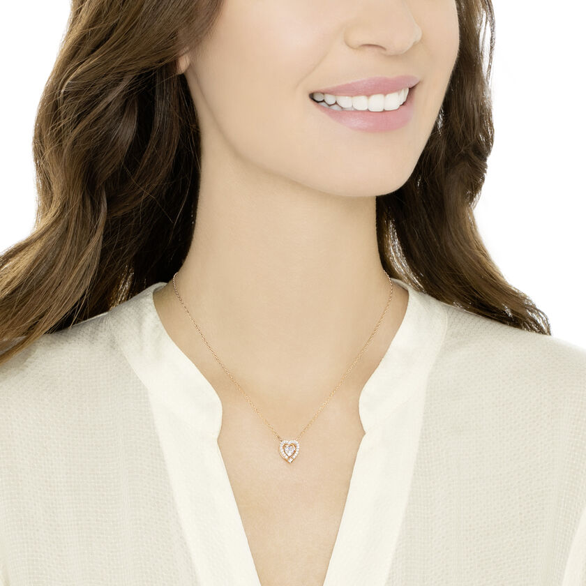 Sparkling Dance Heart Necklace White, Rose Gold Plated 5284188
