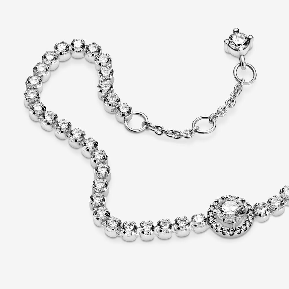 Sparkling Halo Tennis Bracelet 599416C01-16