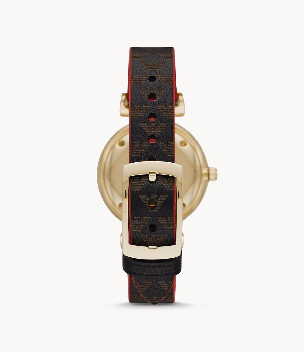 AR11297 Emporio Armani Two-Hand Reversible Black and Red Leather Watch