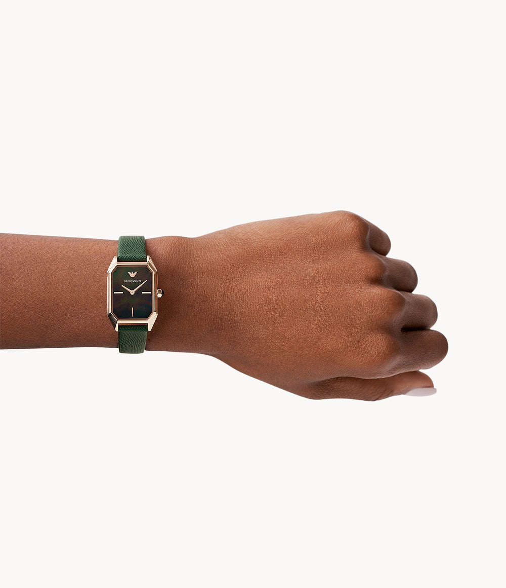 AR11149 Emporio Armani Women's Two-Hand Green Leather Watch