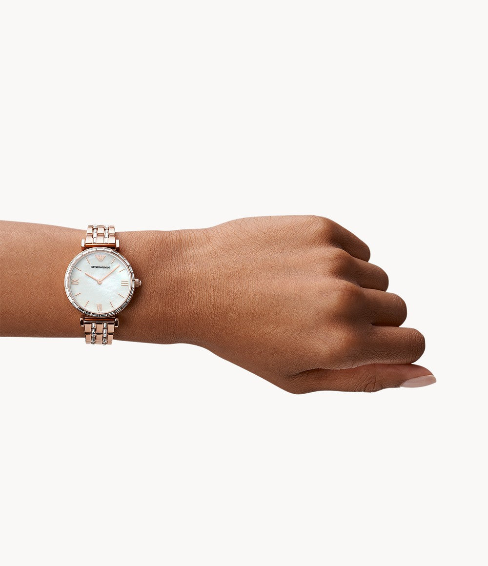 AR11294 Emporio Armani Two-Hand Rose Gold-Tone Steel Watch