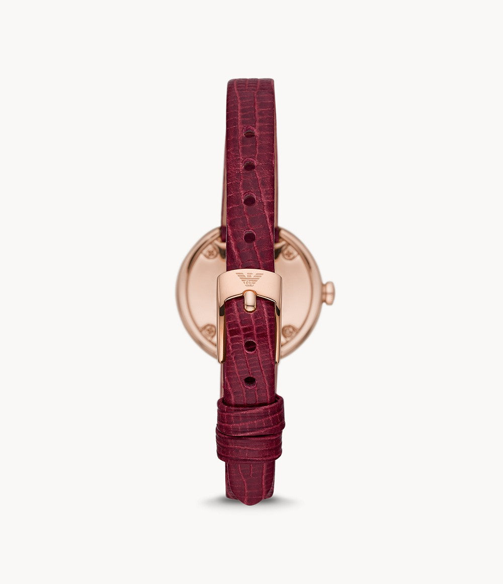 AR11417 Emporio Armani Two-Hand Burgundy Leather Watch