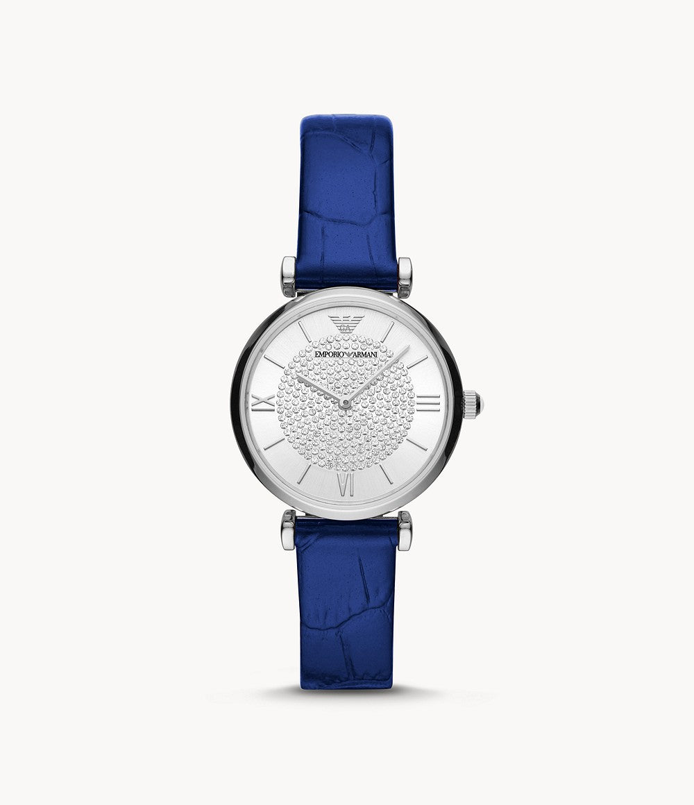 AR11344 Emporio Armani Two-Hand Blue Leather Watch