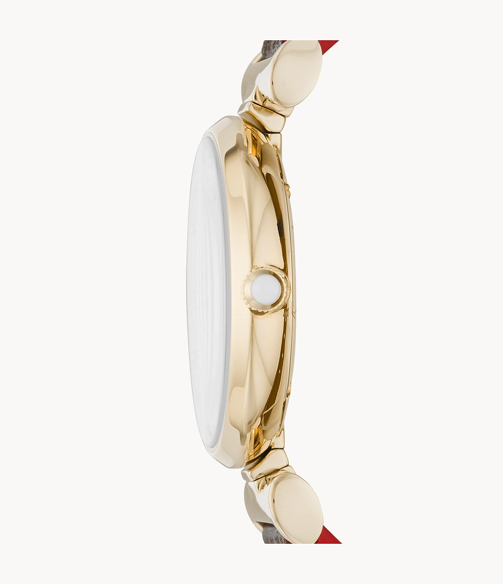 AR11297 Emporio Armani Two-Hand Reversible Black and Red Leather Watch