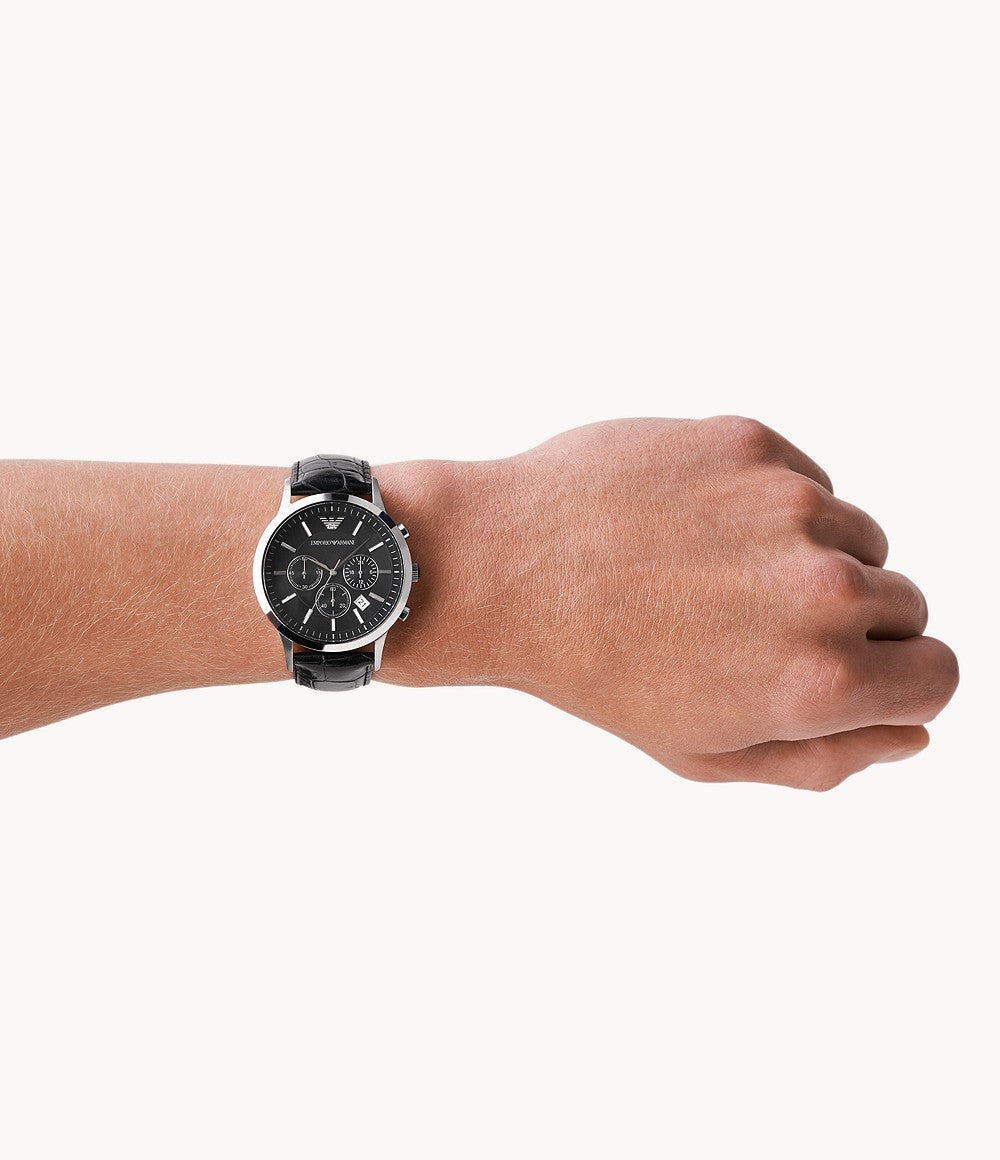 AR2447 Emporio Armani Men's Two-Hand Black Leather Watch