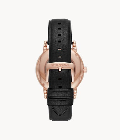 AR60013 Emporio Armani Automatic Black Leather Watch