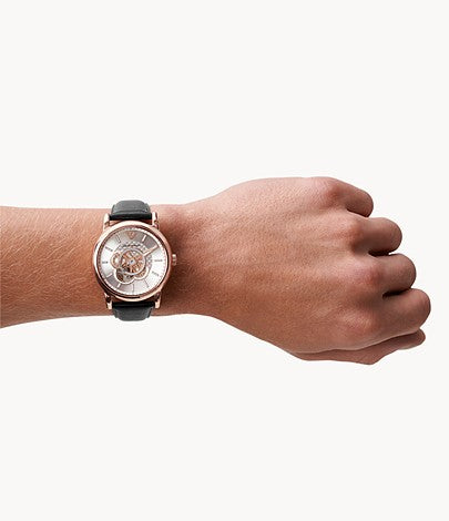 AR60013 Emporio Armani Automatic Black Leather Watch