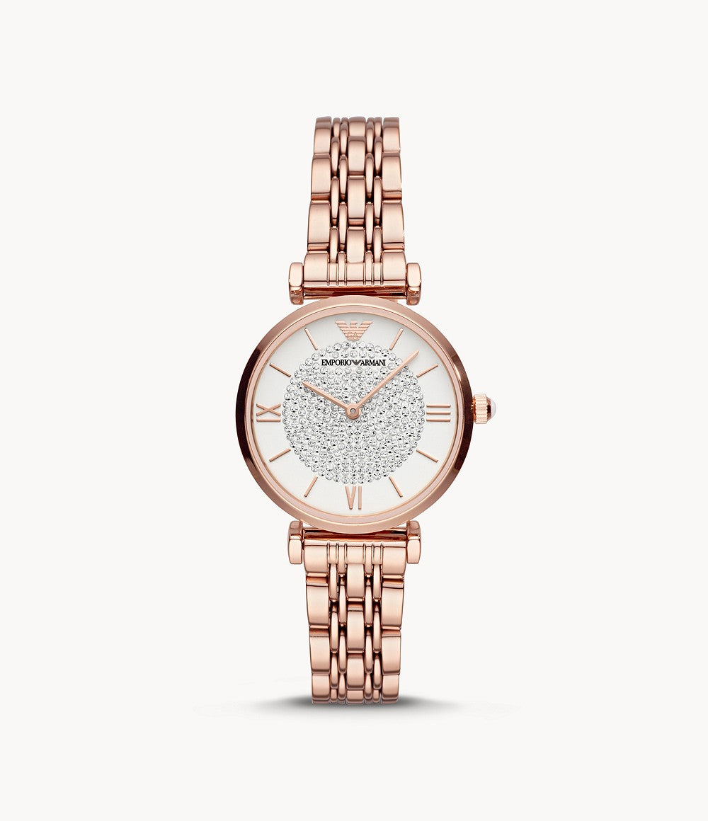 AR11244 Emporio Armani Women's Two-Hand Rose Gold-Tone Steel Watch