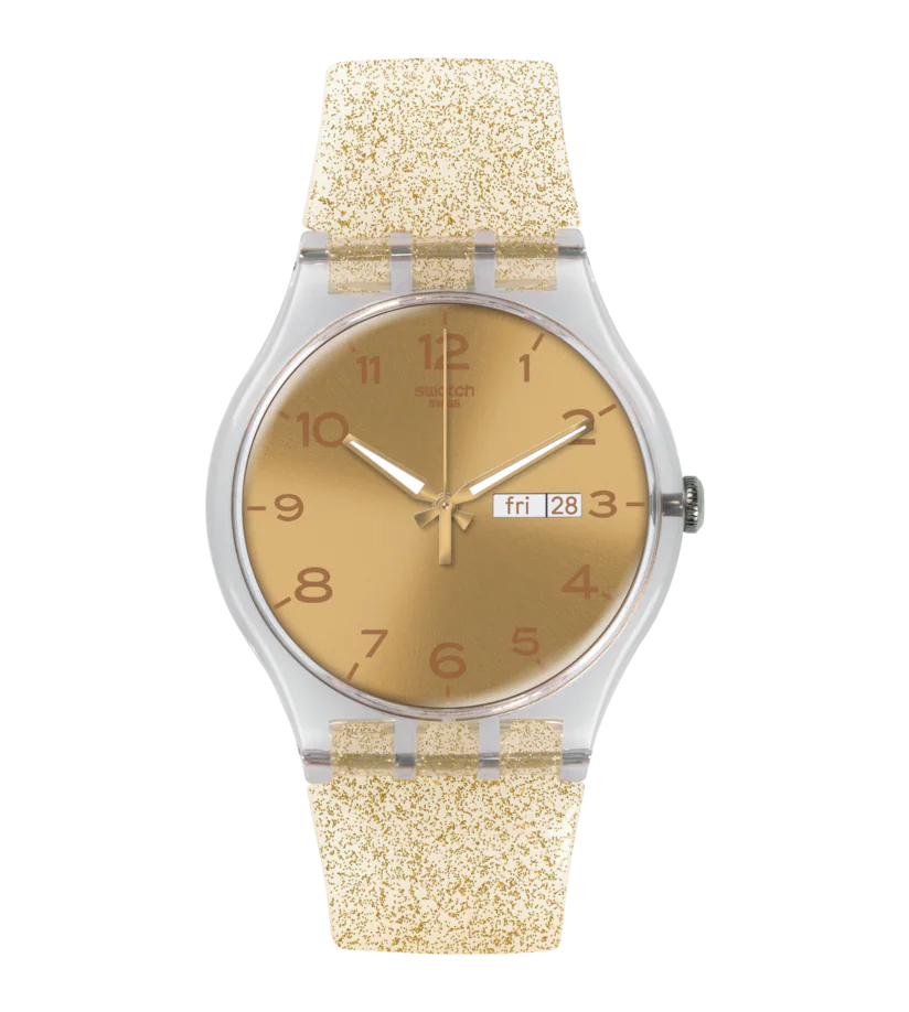 Swatch gold watch for ladies clearance
