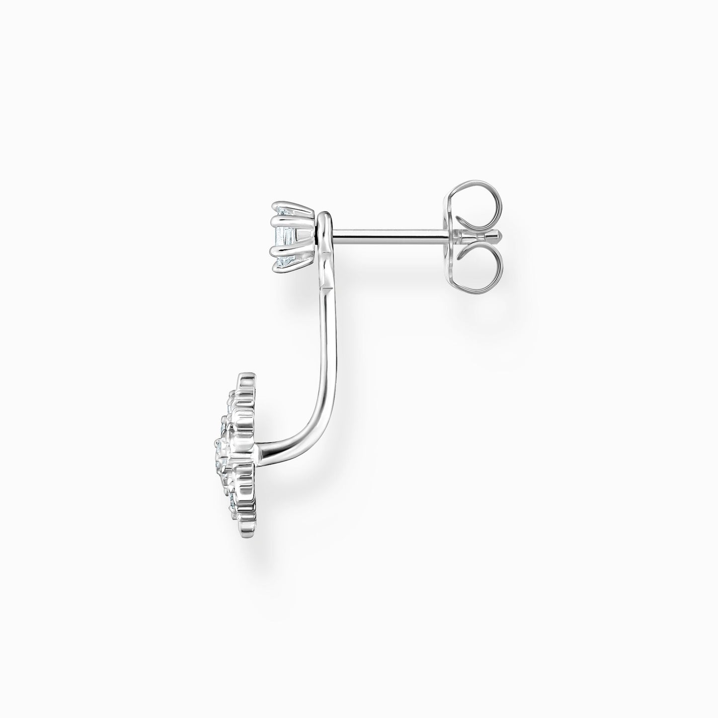Single ear stud snowflake with white stones silver H2255-051-14