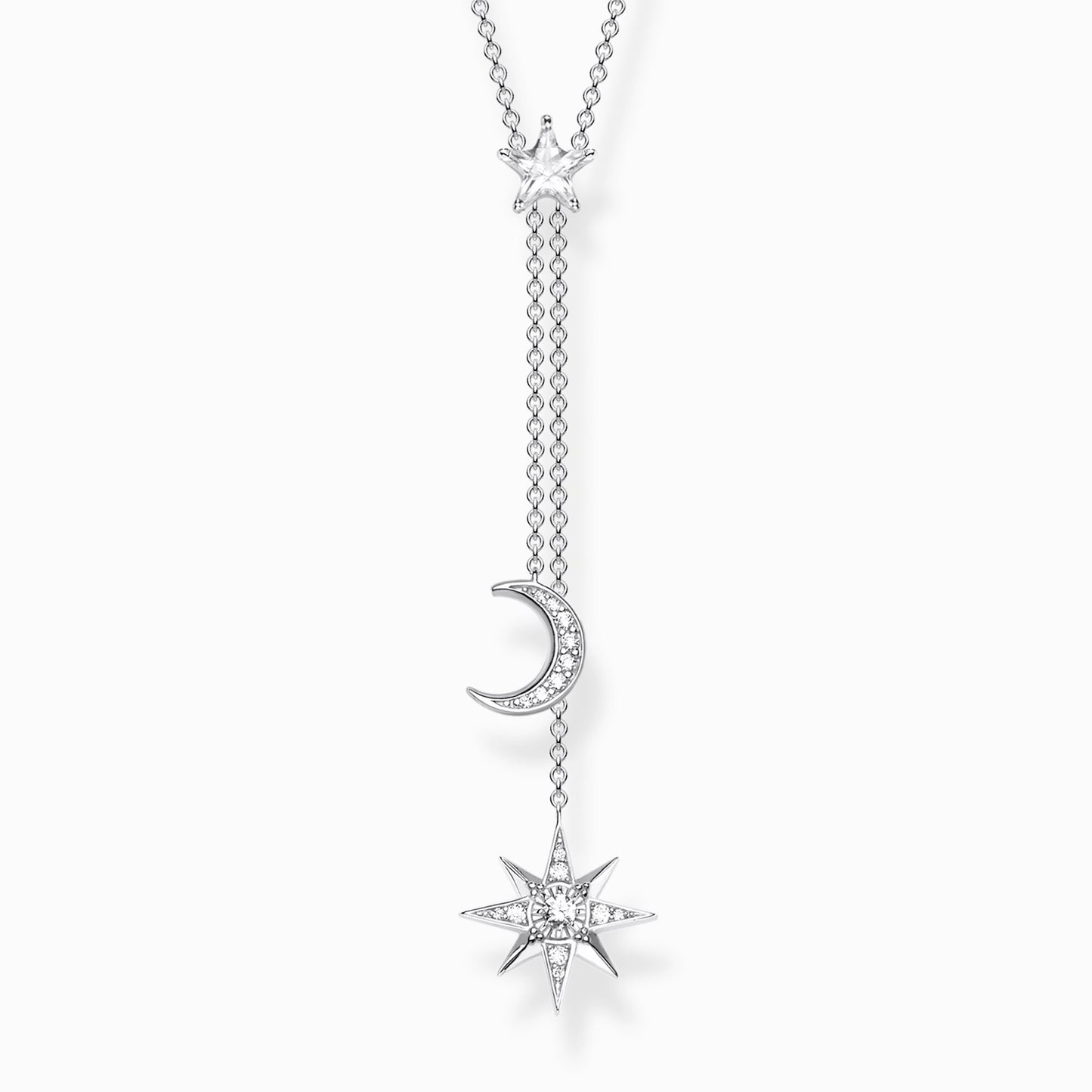 Necklace star and moon silver KE1900-051-14-L45V