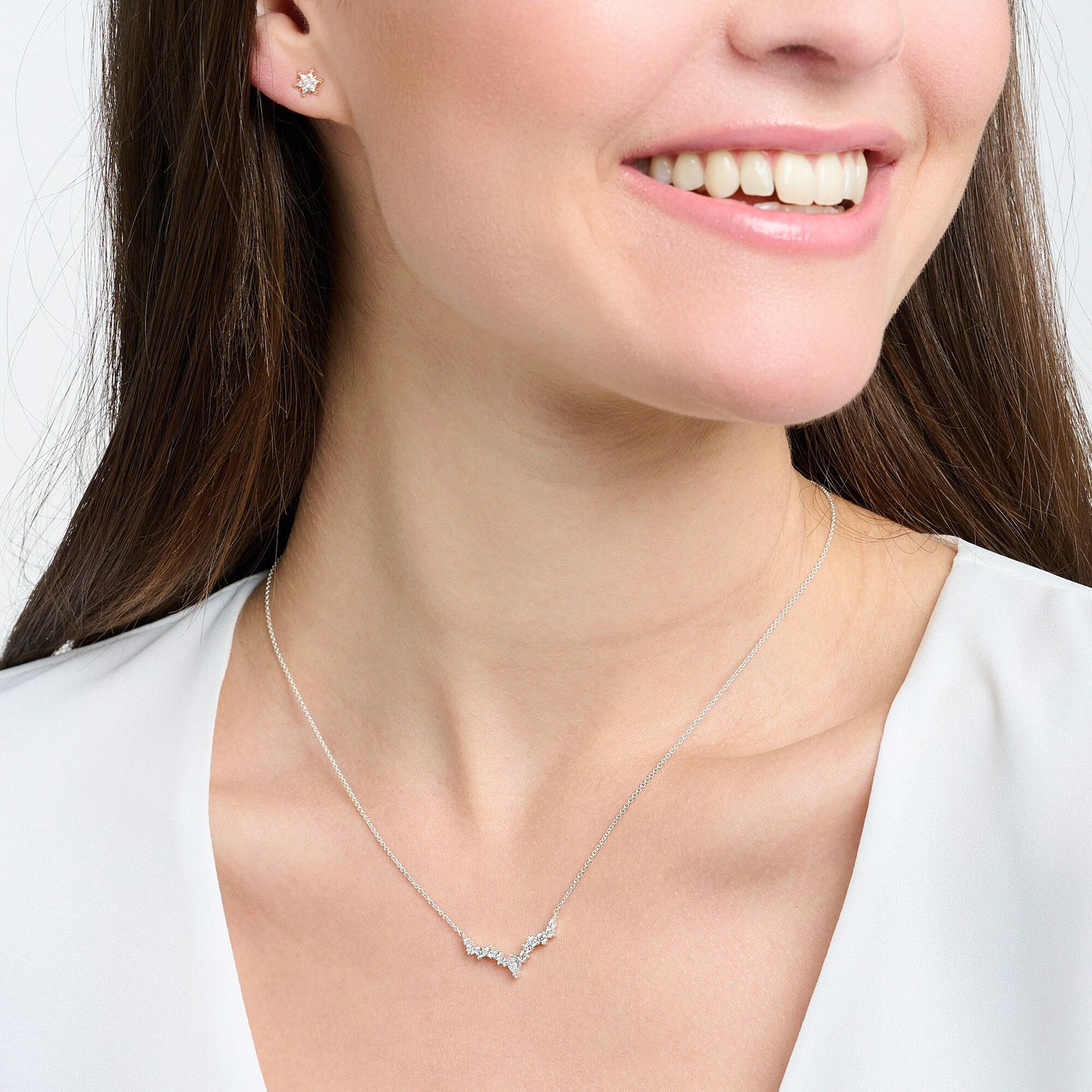 Necklace ice crystals silver KE2172-051-14-L45V