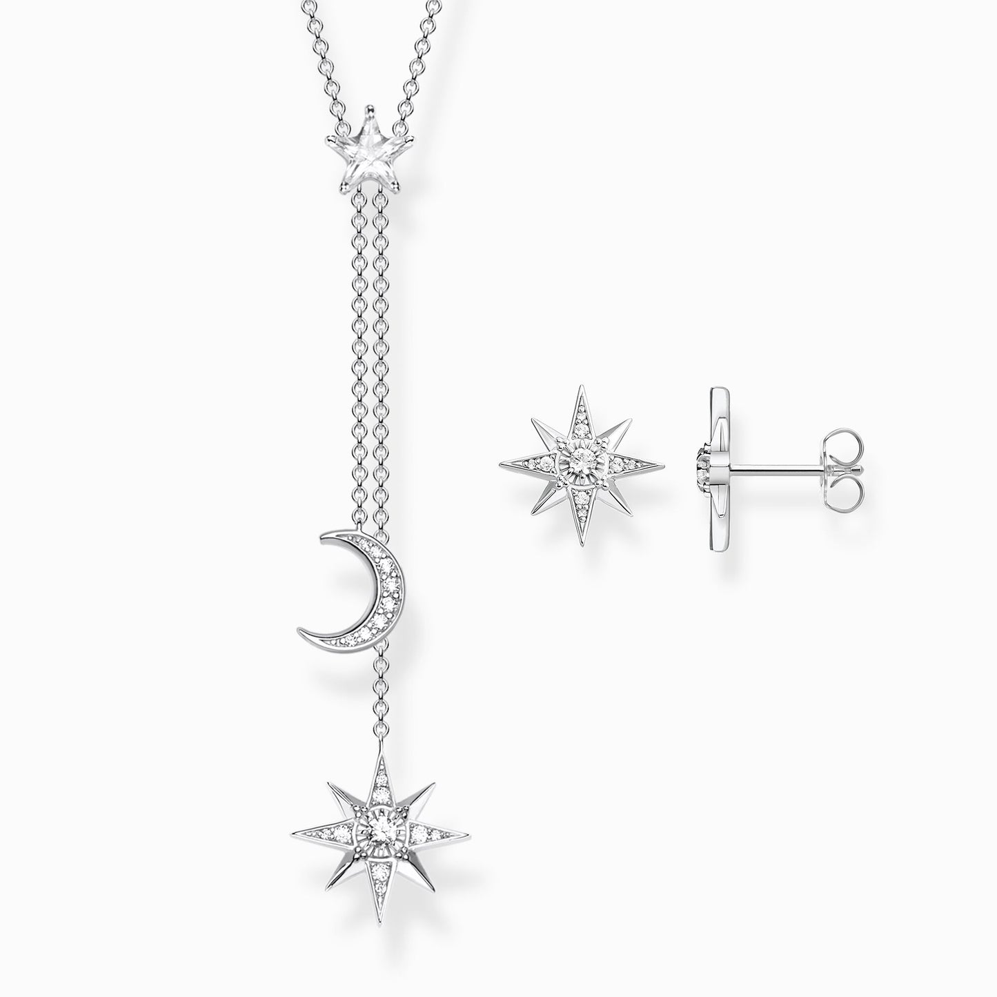Necklace star and moon silver KE1900-051-14-L45V