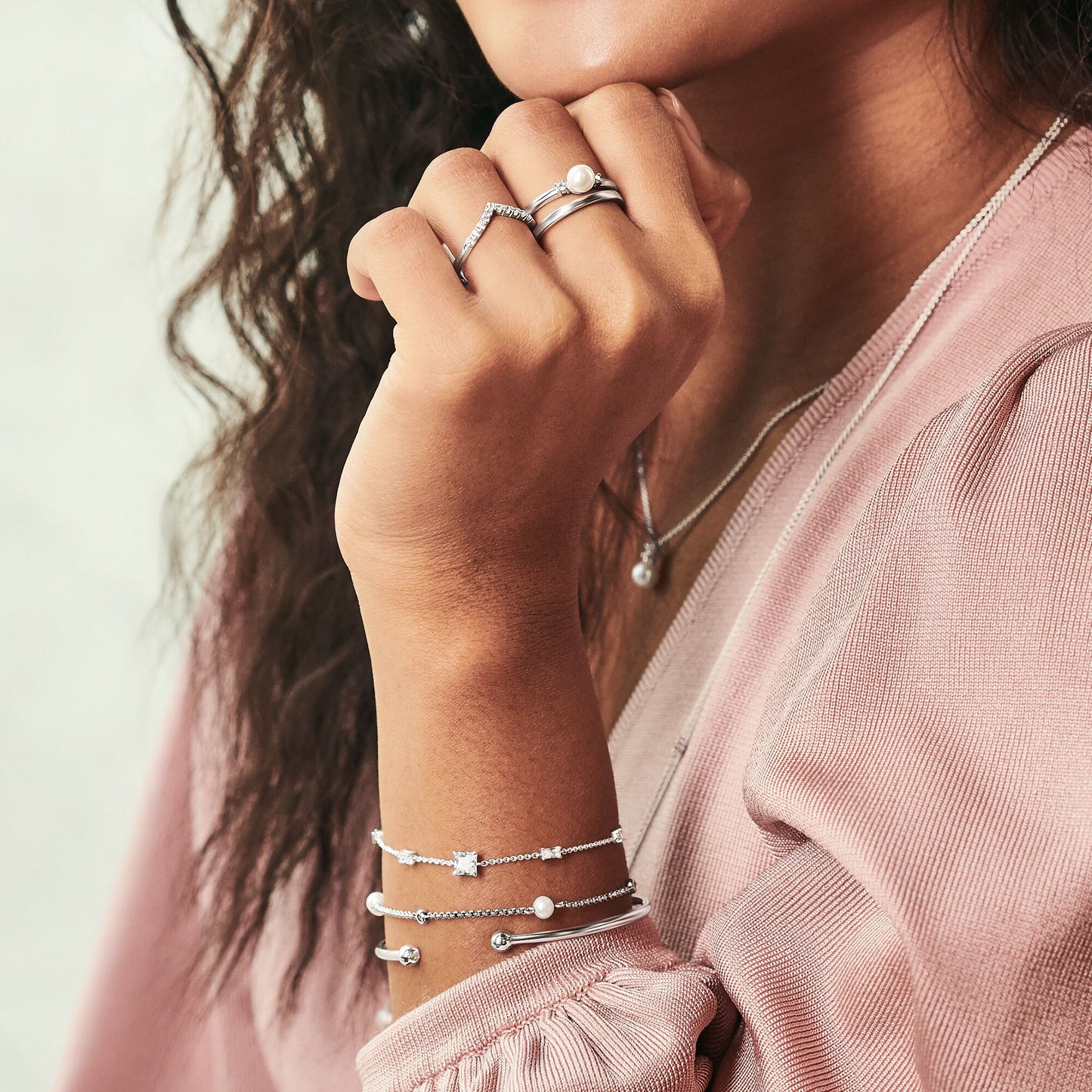 Necklace pearl silver KE2121-167-14-L45V