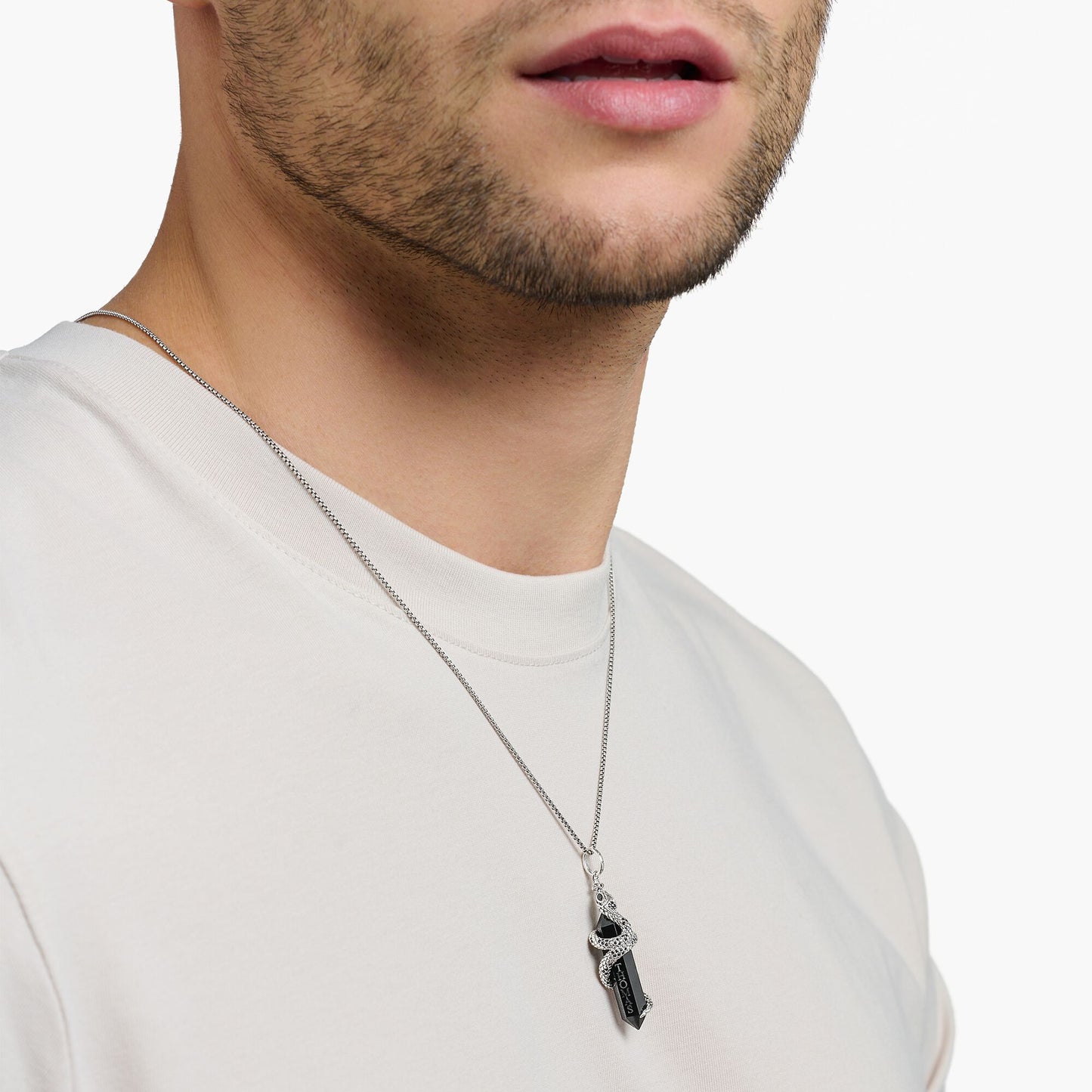 Pendant blackened onyx with snake PE944-641-11