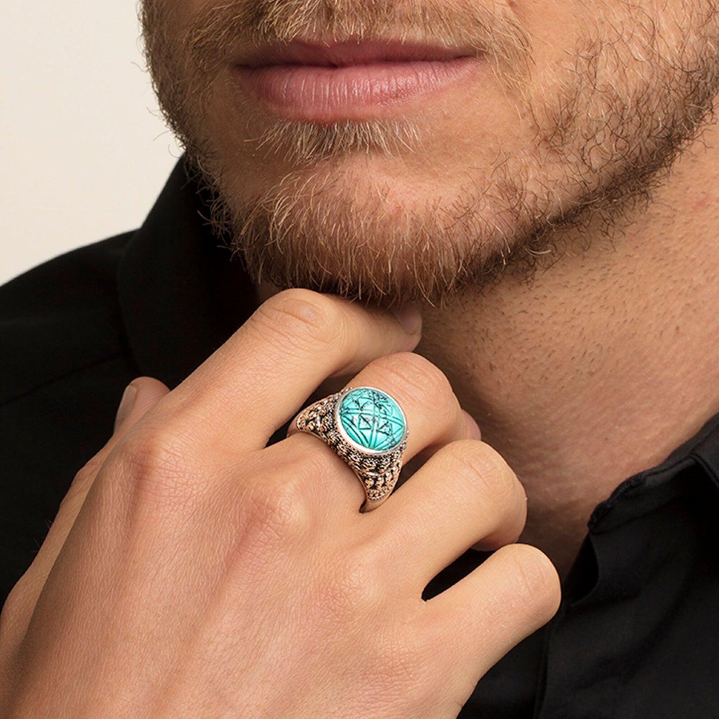 Ring ethno skulls turquoise TR2157-878-17