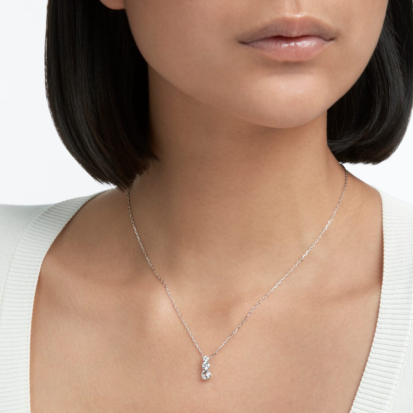 Attract Trilogy pendant Round cut, White, Rhodium plated 5414970