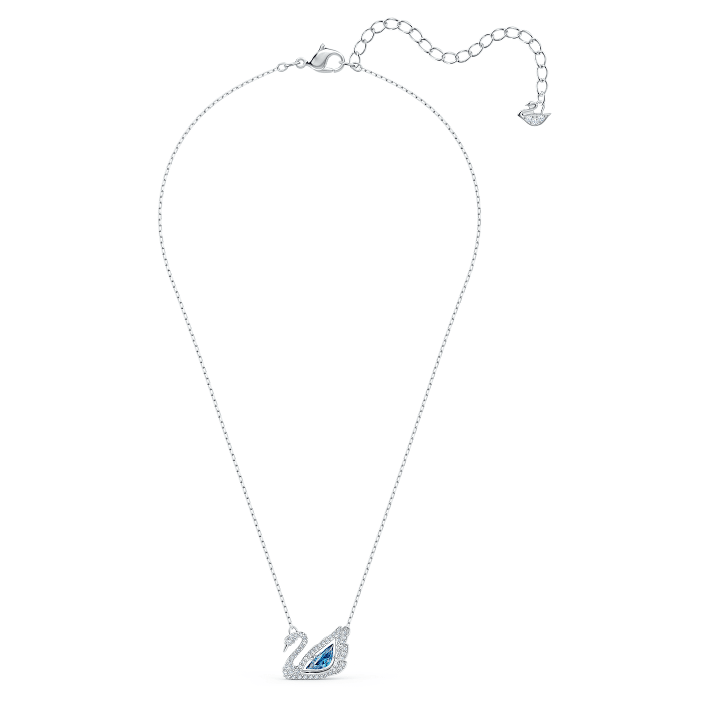 Dancing Swan necklace Swan, Blue, Rhodium plated 5533397