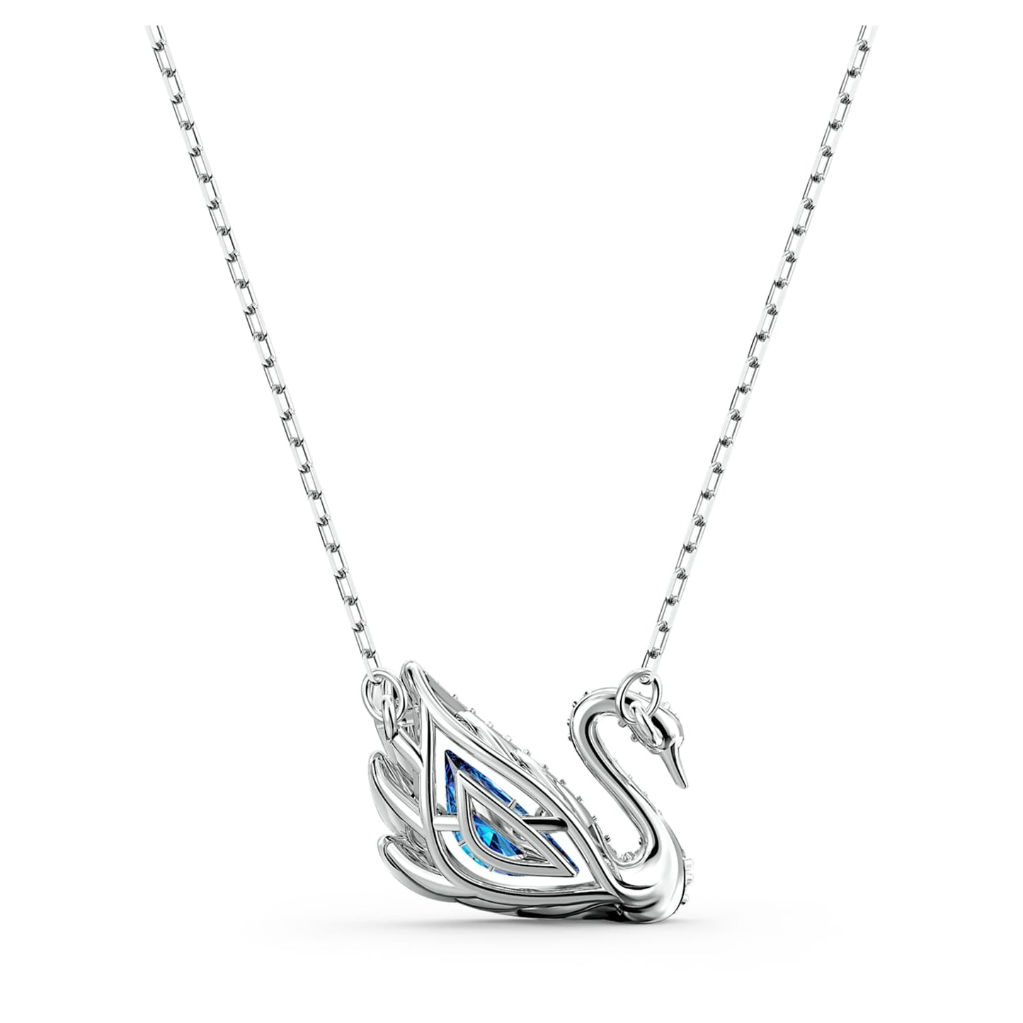 Dancing Swan necklace Swan, Blue, Rhodium plated 5533397