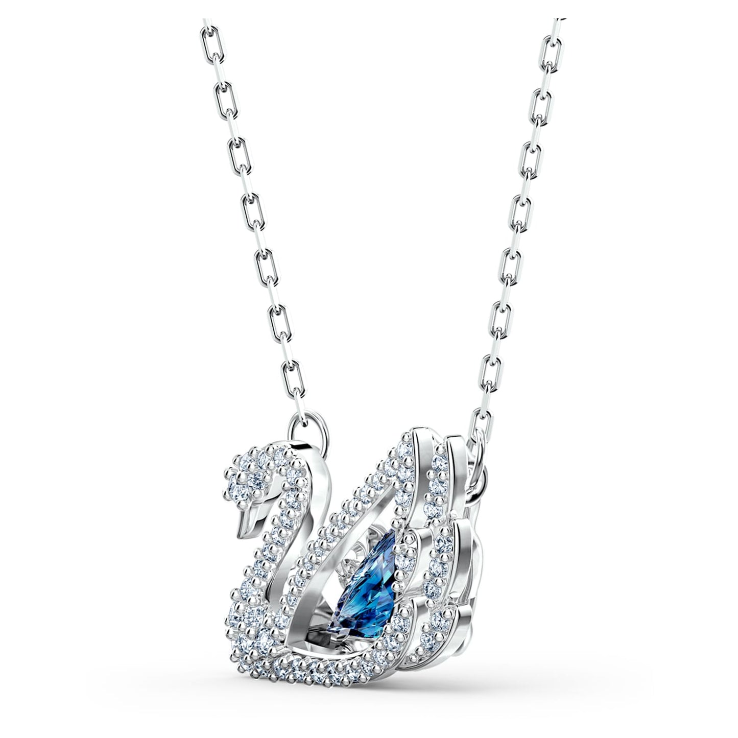 Dancing Swan necklace Swan, Blue, Rhodium plated 5533397