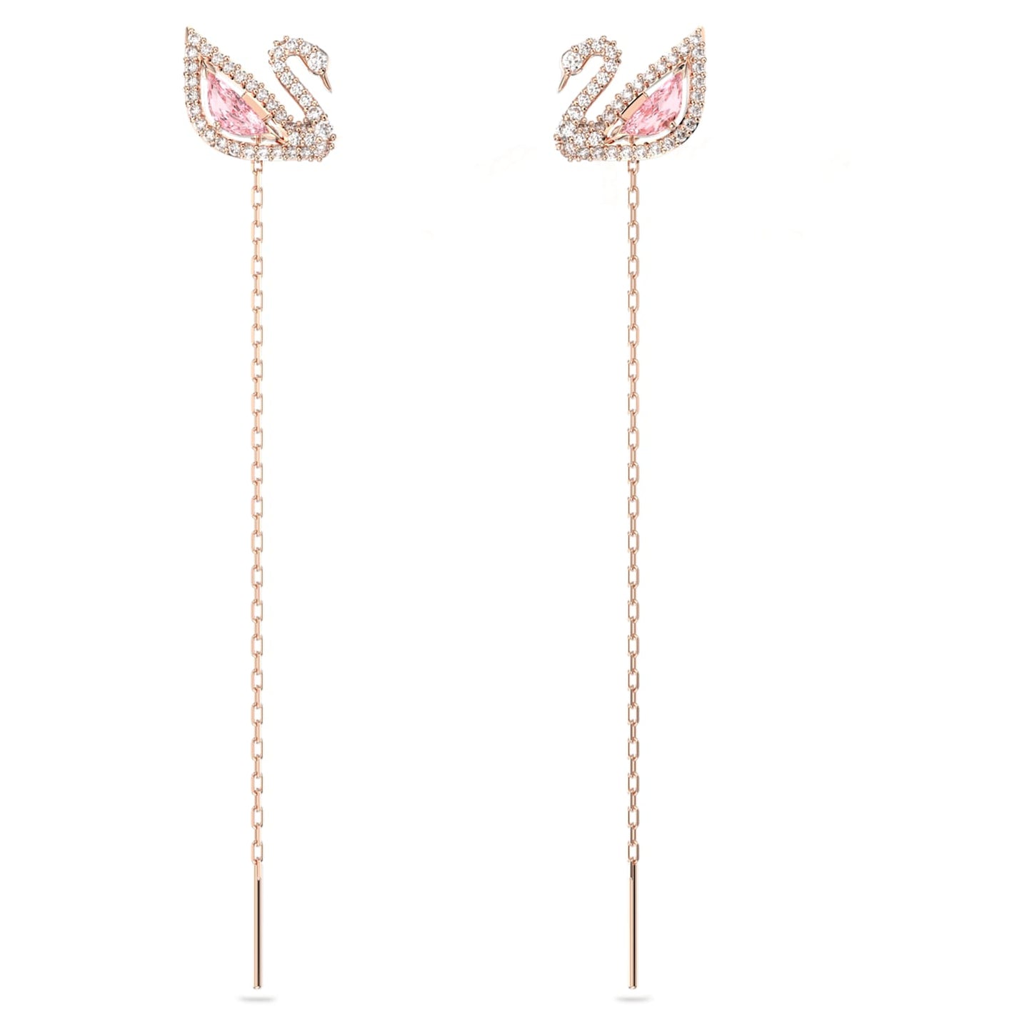 Dazzling Swan drop earrings Swan, Pink, Rose gold-tone plated 5469990