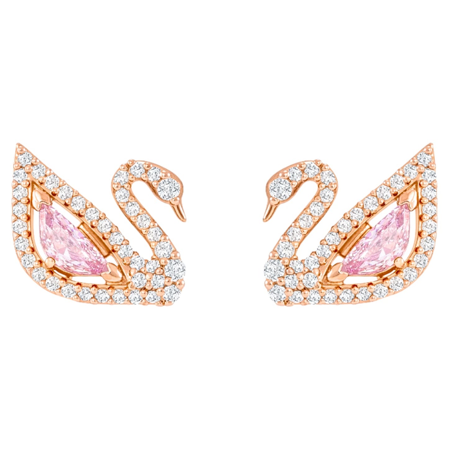 Dazzling Swan drop earrings Swan, Pink, Rose gold-tone plated 5469990