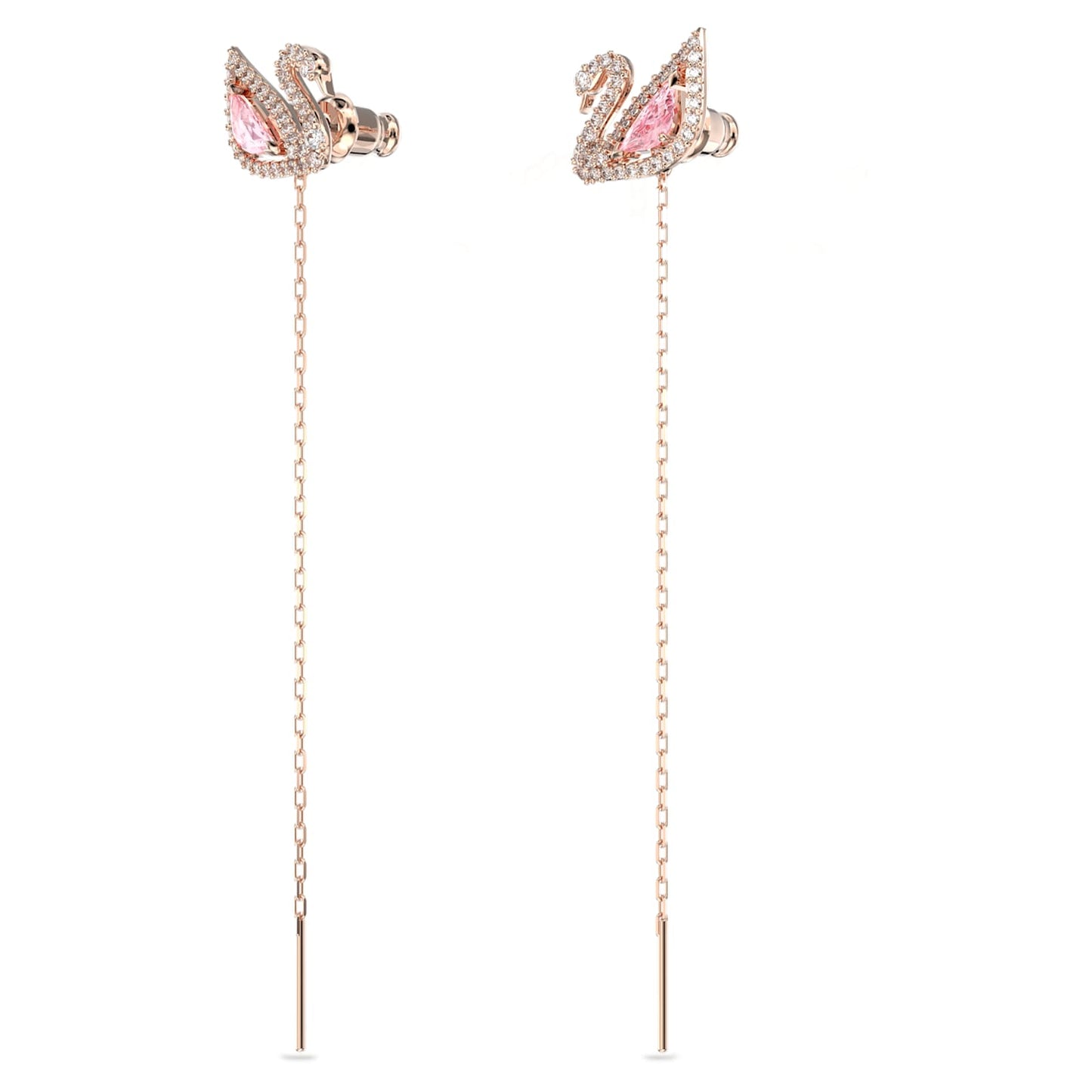 Dazzling Swan drop earrings Swan, Pink, Rose gold-tone plated 5469990