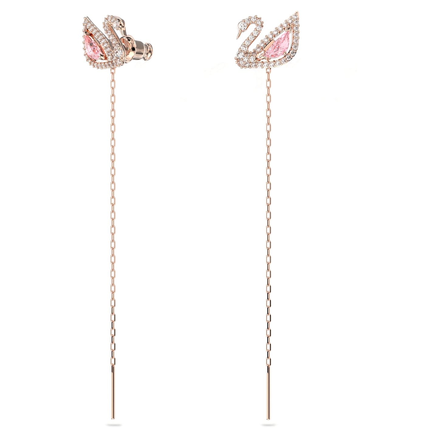 Dazzling Swan drop earrings Swan, Pink, Rose gold-tone plated 5469990