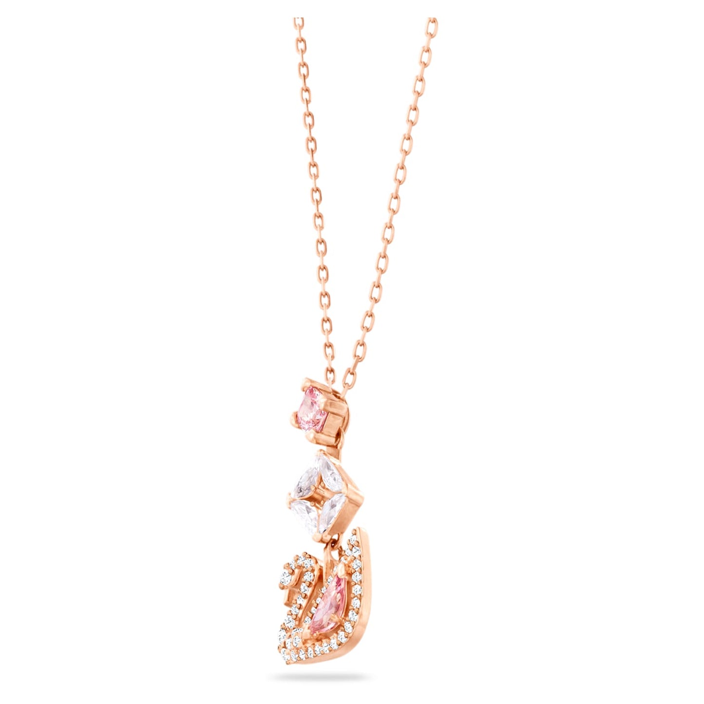 Dazzling Swan Y necklace Swan, Pink, Rose gold-tone plated 5473024