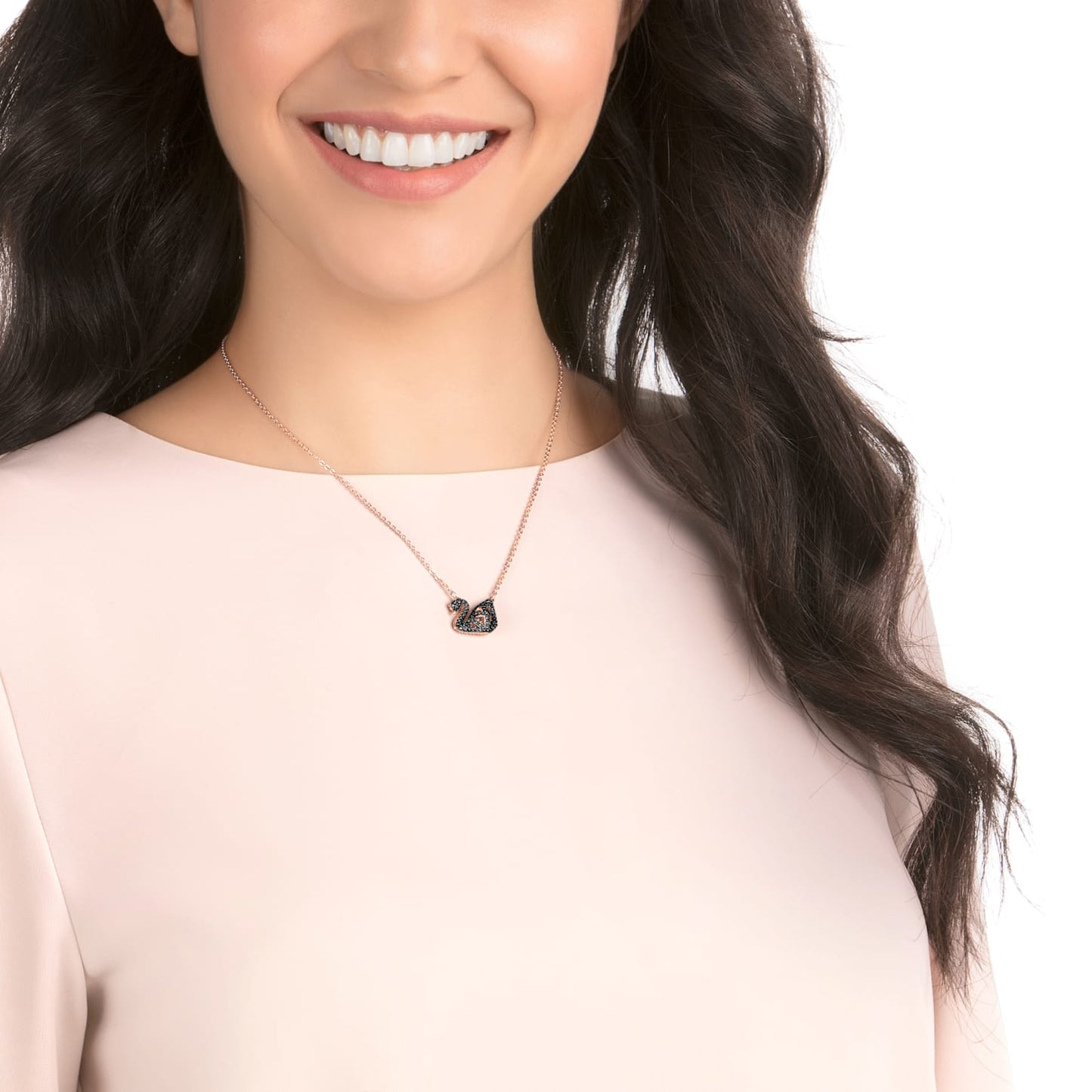 Facet Swan necklace Swan, Black, Mixed metal finish 5281275