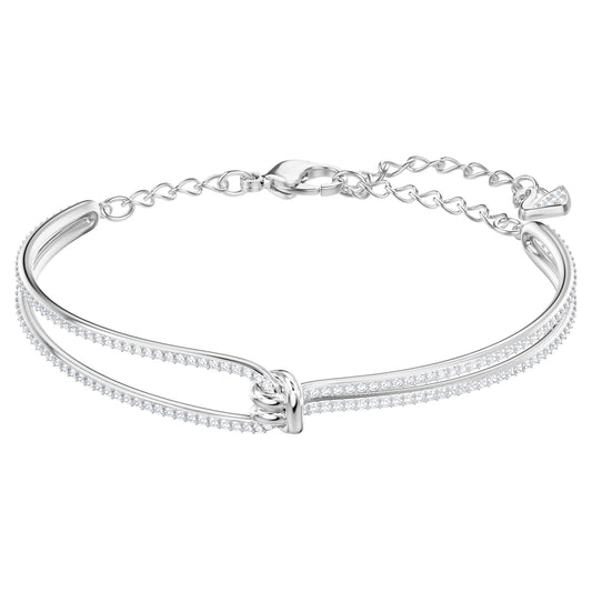 Lifelong bangle Knot, White, Rhodium plated 5368552