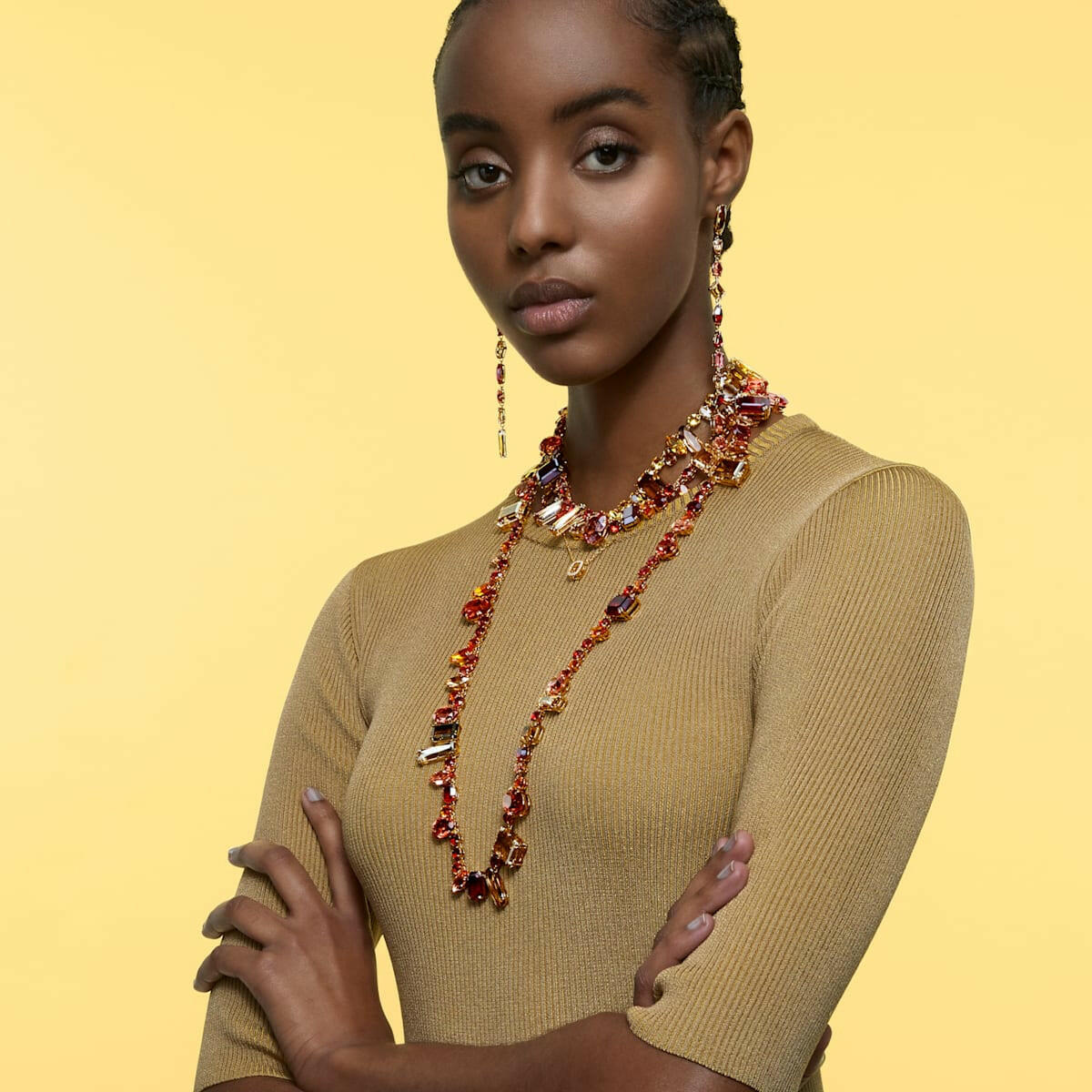 Millenia necklace Octagon cut Swarovski Zirconia, Yellow, Gold-tone plated 5598421
