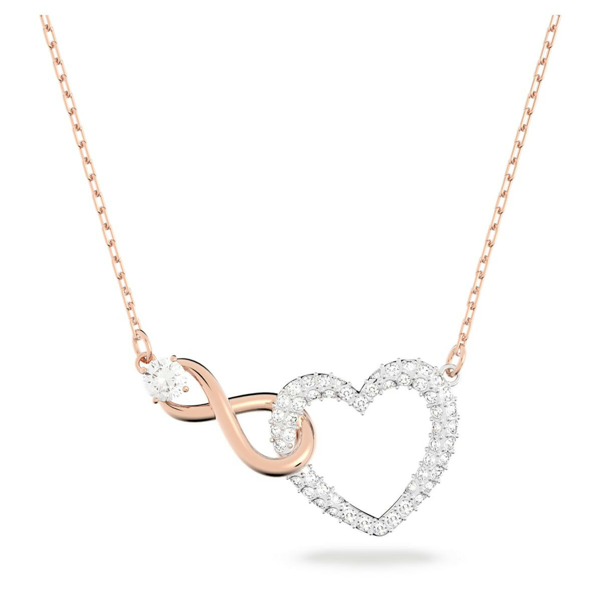 Swarovski Infinity necklace Infinity and heart, White, Mixed metal finish 5518865