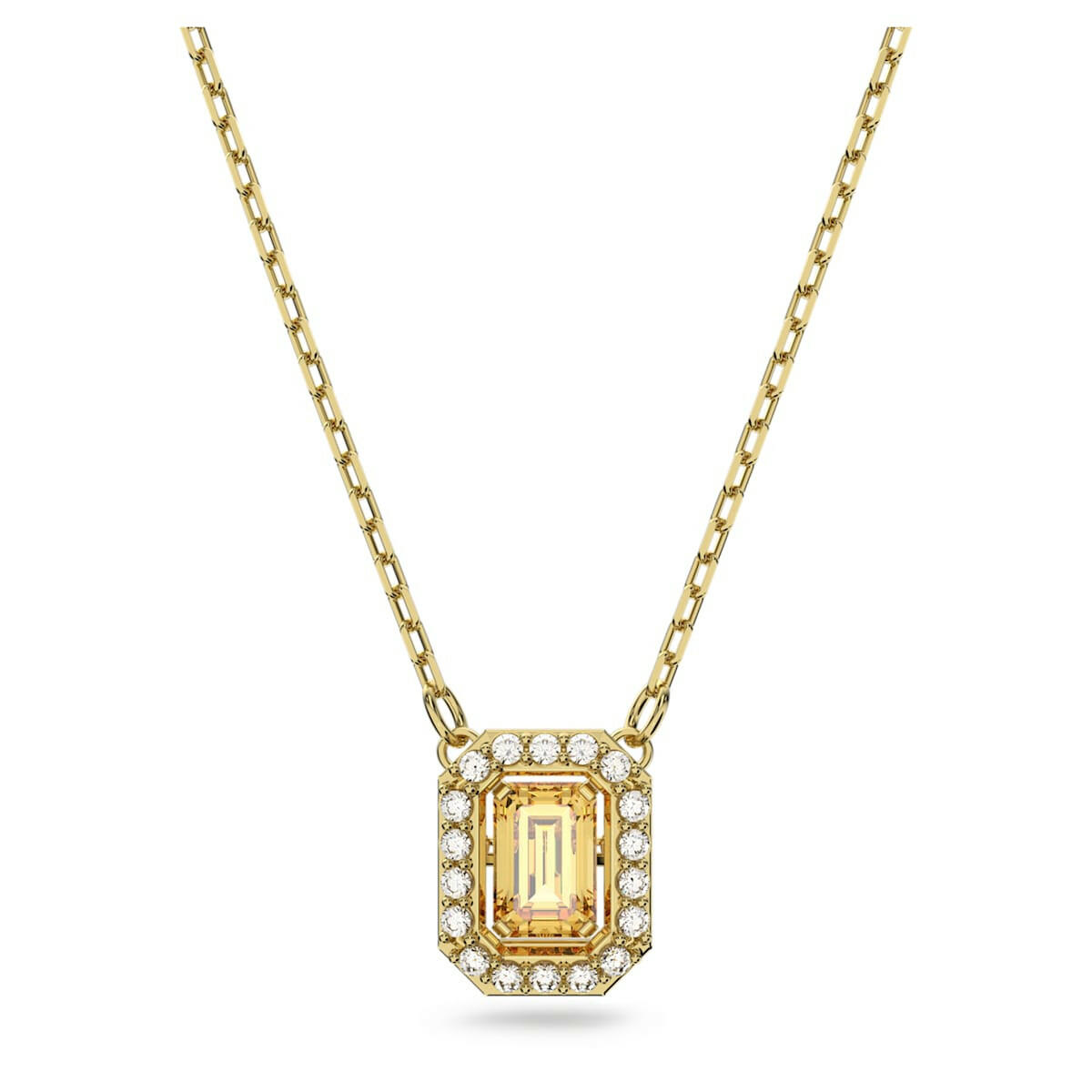 Millenia necklace Octagon cut Swarovski Zirconia, Yellow, Gold-tone plated 5598421