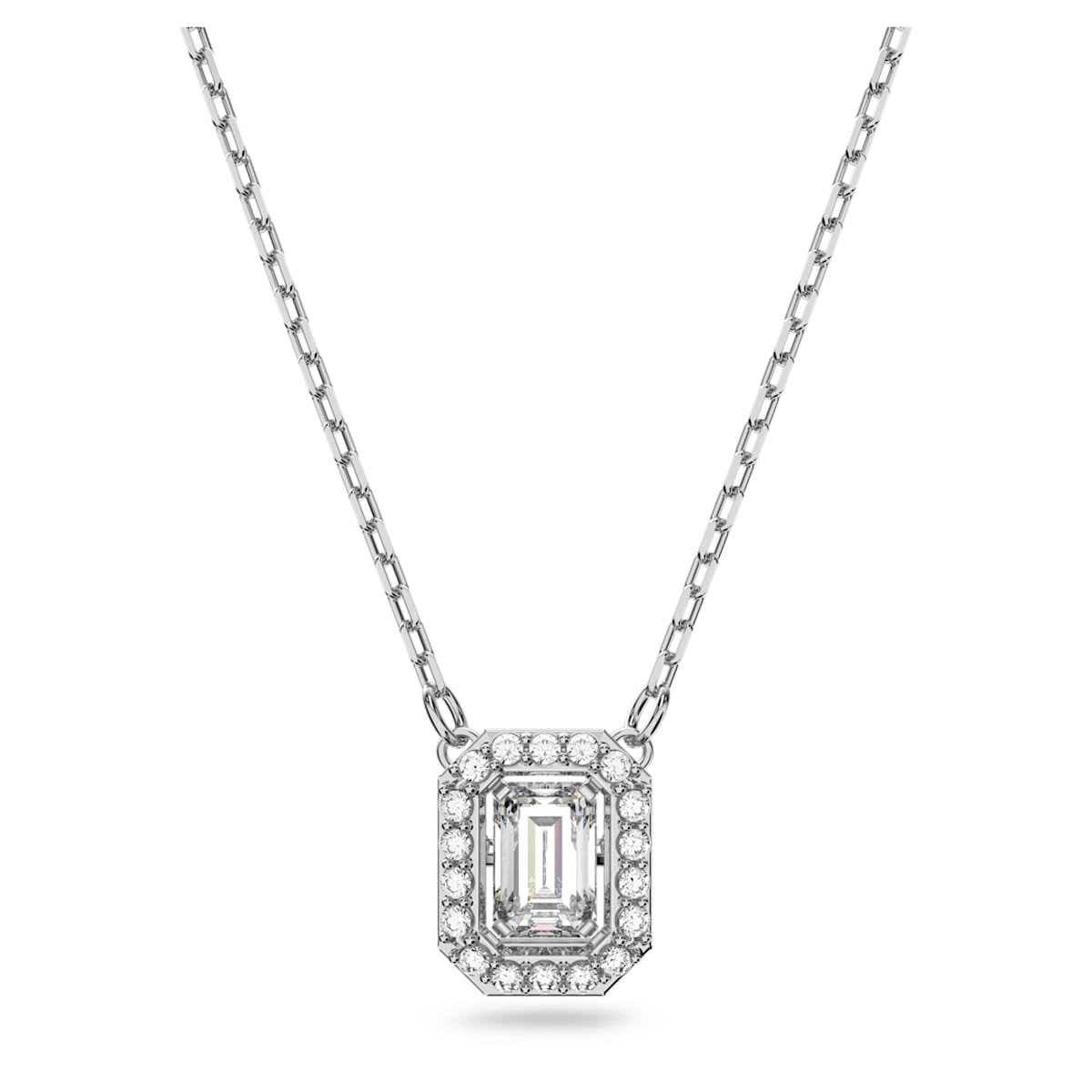 Millenia necklace Square cut Swarovski Zirconia, White, Rhodium plated 5599177