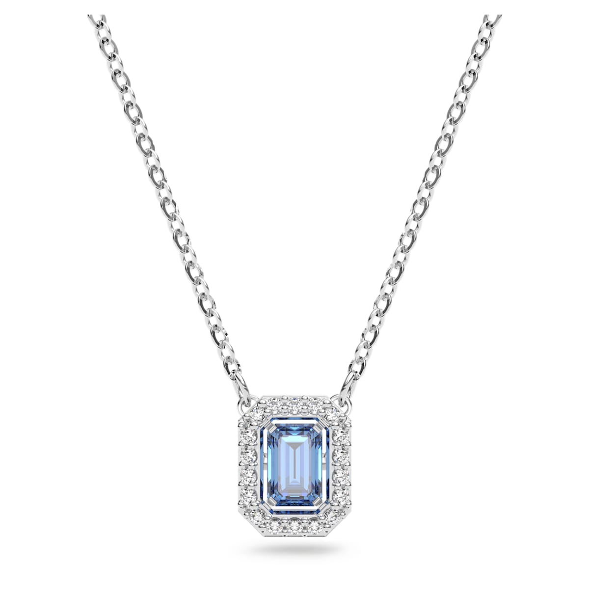 Millenia necklace Octagon cut Swarovski Zirconia, Blue, Rhodium plated 5614926