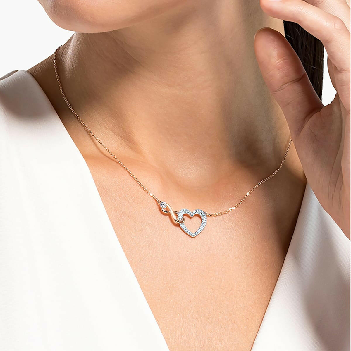 Swarovski Infinity necklace Infinity and heart, White, Mixed metal finish 5518865