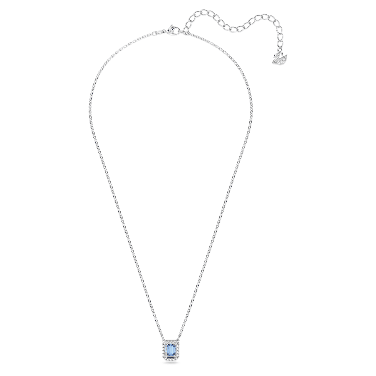 Millenia necklace Octagon cut Swarovski Zirconia, Blue, Rhodium plated 5614926