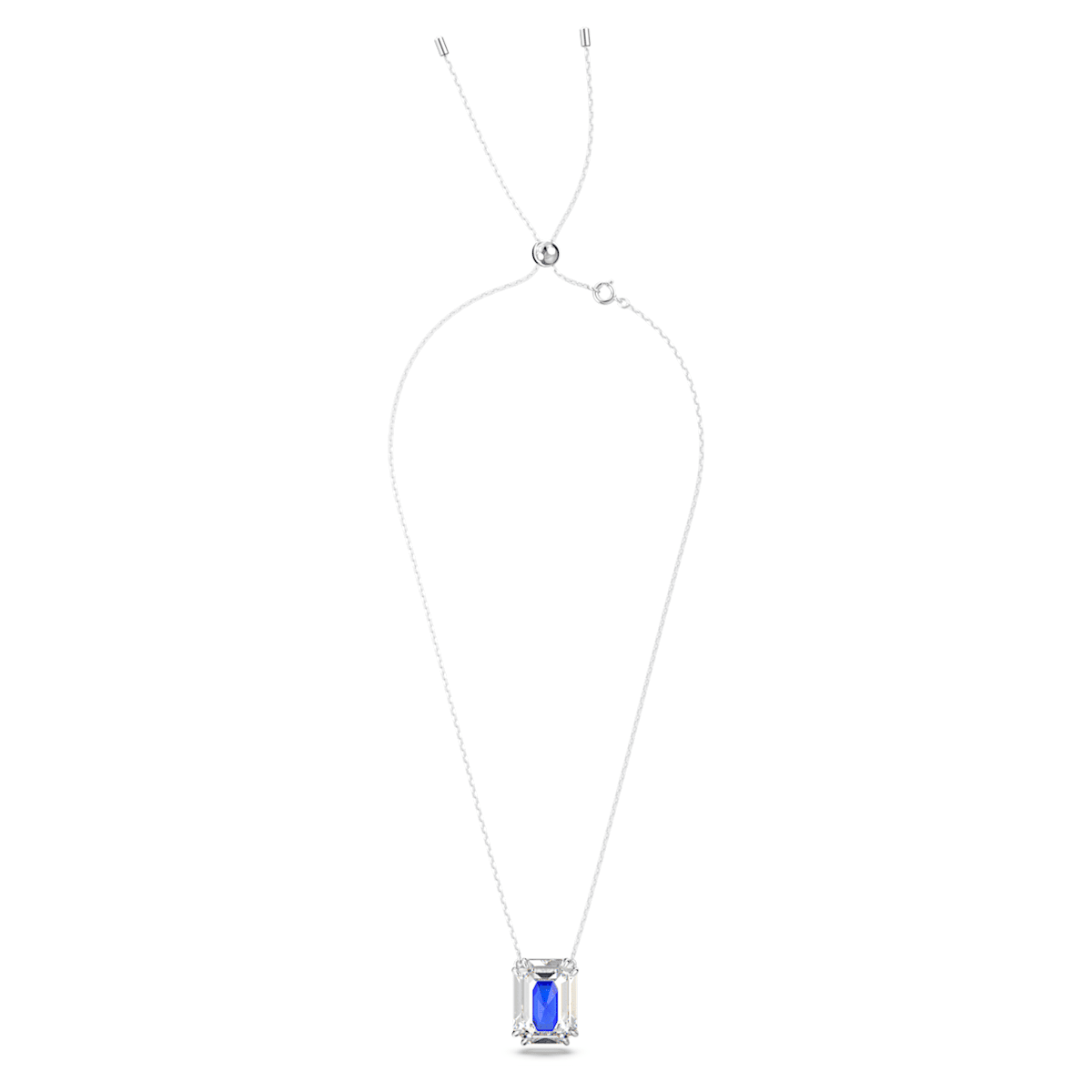 Chroma pendant Octagon cut crystal, Blue, Rhodium plated 5600625
