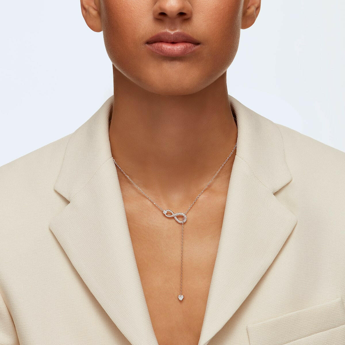 Swarovski Infinity Y necklace Infinity, White, Rose-gold tone plated