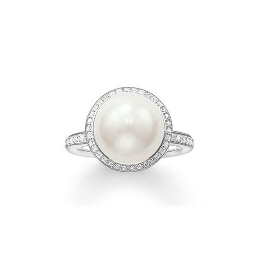 Thomas Sabo Sterling Silver Pearl and CZ set Ring TR2055-167-14