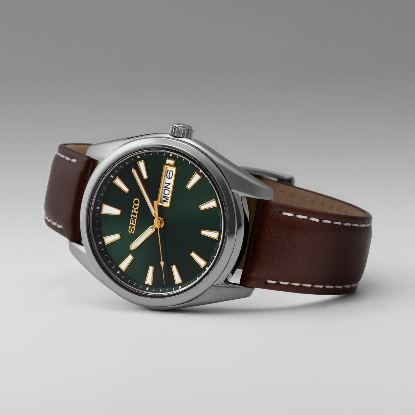 Seiko SUR449 Quartz Men’s Watch – Green Dial Leather Strap