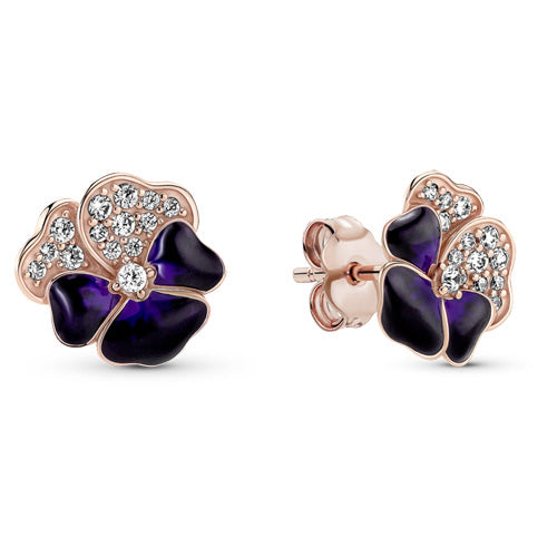 PANDORA Pansy 14k rose gold-plated stud earrings 280781C01