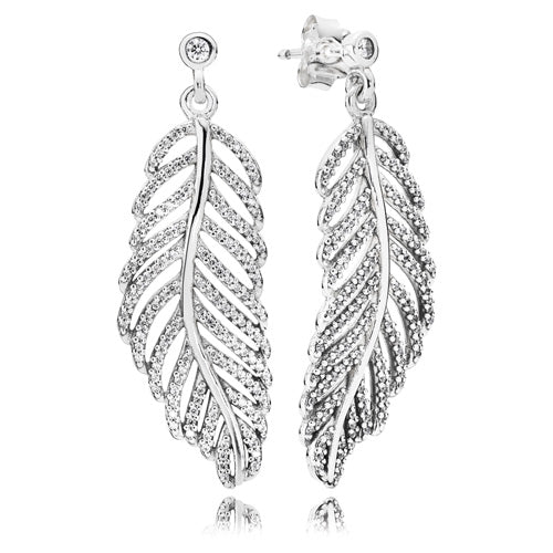 Light as a Feather Earrings Sterling Silver Earrings with Clear Zirconia - 290584CZ