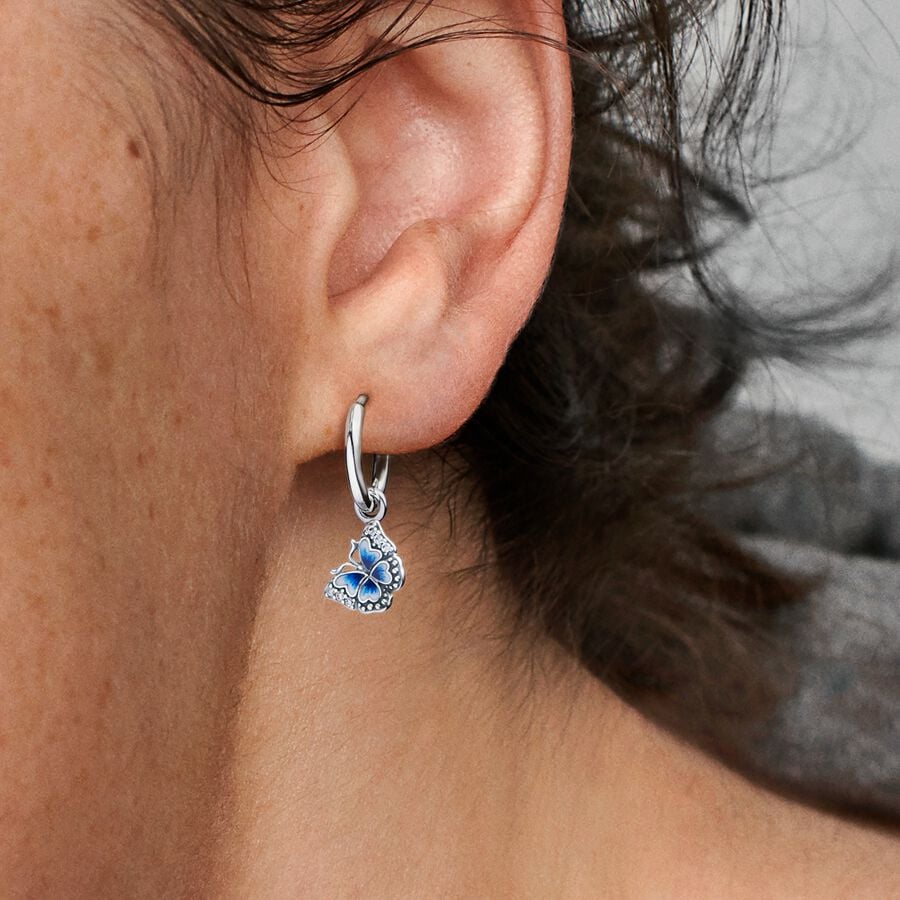 Blue Butterfly Hoop Earrings 290778C01