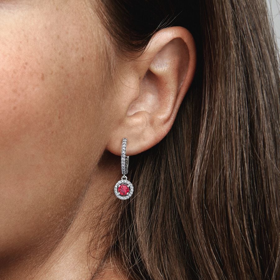 Red Round Sparkling Hoop Earrings 292379C01