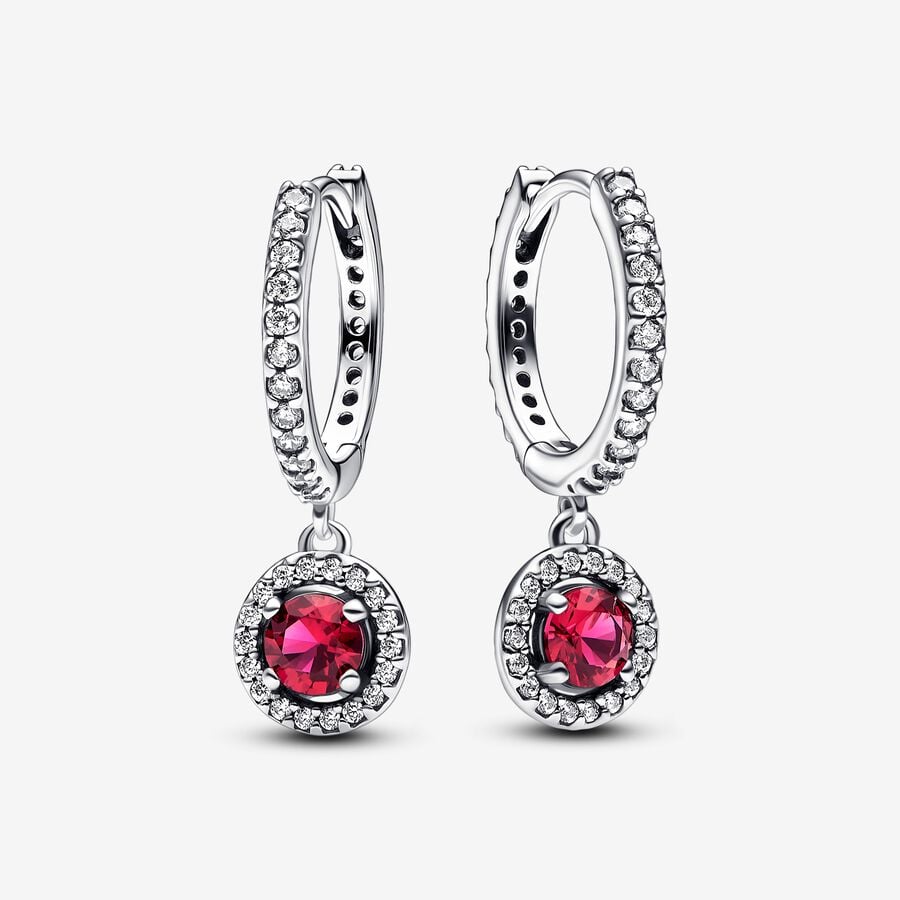 Red Round Sparkling Hoop Earrings 292379C01